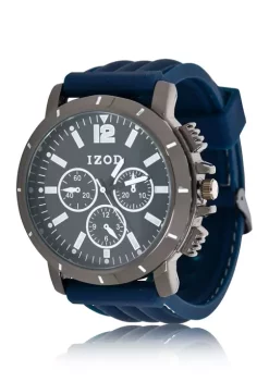 Coupon 🥰 IZOD Men's Blue Rubber Strap ⌚ Watch 😍 -Swimsuit Shop Belk 1017