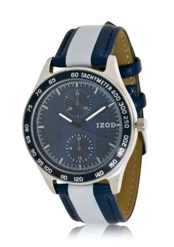 Cheap ⭐ IZOD Men's Blue w Gray Stripe Strap ⌚ Watch 🧨