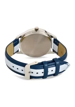 Cheap ⭐ IZOD Men's Blue w Gray Stripe Strap ⌚ Watch 🧨 -Swimsuit Shop Belk 1045
