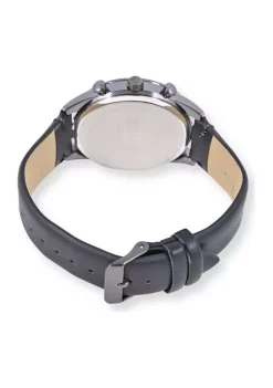 Flash Sale 🧨 IZOD Black Strap ⌚ Watch w Faux Chronograph 😉 -Swimsuit Shop Belk 1053