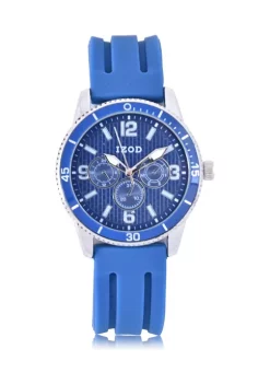 New ✨ IZOD Blue Textured Silicone Strap ⌚ Watch ✔️ -Swimsuit Shop Belk 1071