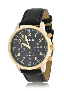 Buy ⌛ IZOD Men's Black Strap ⌚ Watch with Two Tone Case ✔️ -Swimsuit Shop Belk 1083