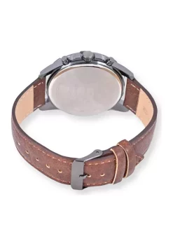Buy 🥰 IZOD Dark Brown Strap ⌚ Watch w Faux Chronograph 😀 -Swimsuit Shop Belk 1112