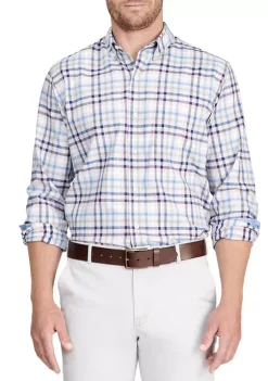 New ๐ IZOD Long Sleeve Classic Woven Multi Stripe Plaid ๐ Shirt ๐คฉ