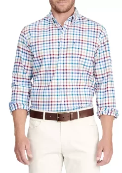 New 😍 IZOD Long Sleeve Classic Woven Multi Stripe Plaid 👕 Shirt 🤩 -Swimsuit Shop Belk 1190