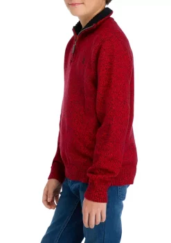 Hot Sale 🤩 IZOD Boys 8-20 Marled 1/4 Zip Sweater 🌟 -Swimsuit Shop Belk 363