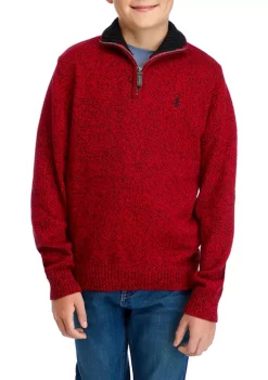 Hot Sale 🤩 IZOD Boys 8-20 Marled 1/4 Zip Sweater 🌟 -Swimsuit Shop Belk 364