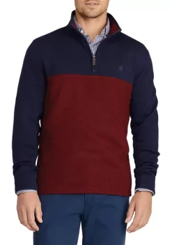 Cheapest 😀 IZOD Color Block Sweater Fleece Quarter Zip Jacket 🛒 -Swimsuit Shop Belk 381