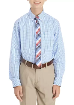 Best deal 😀 IZOD Boys 8-20 2-Piece Gingham Button Down 👚 Shirt and Tie Set 💯