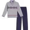 New ✨ IZOD Boys 4-7 Snowflake Fairisle 1/4 Zip Sweater Set 👍 -Swimsuit Shop Belk 513