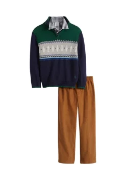 Hot Sale 😀 IZOD Boys 4-7 Fair Isle 1/4 Zip Sweater Set 😉 -Swimsuit Shop Belk 595