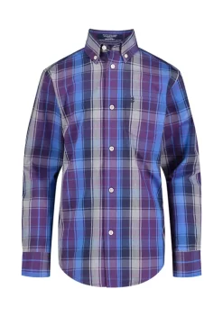 Coupon ✔️ IZOD Boys 8-20 Long Sleeve Stretch Eatontown Plaid 👕 Shirt 💯 -Swimsuit Shop Belk 614