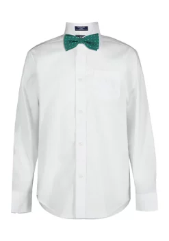 Discount ⌛ IZOD Boys 8-20 Long Sleeve Stretch Solid Poplin 👚 Shirt with Bowtie 🌟 -Swimsuit Shop Belk 650
