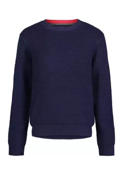New 😍 IZOD Boys 8-20 Solid Ottoman Crew Neck Sweater 🎁 -Swimsuit Shop Belk 697