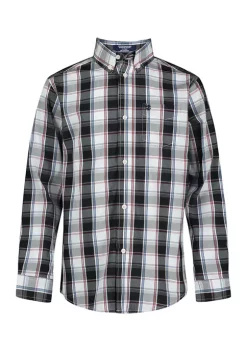 New 🤩 IZOD Boys 8-20 Long Sleeve Stretch Salton Plaid 👕 Shirt 🔥