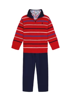 Brand new ⭐ IZOD Boys 4-7 Multi Stripe 1/4 Zip Sweater Set 😍