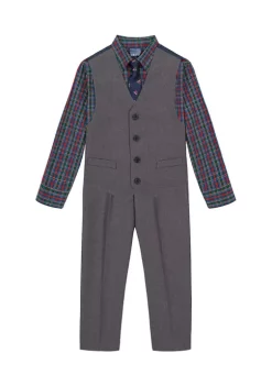 Best deal ⌛ IZOD Toddler Boys Heather Poplin Plaid Vest Set ❤️