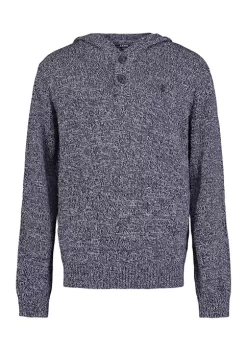 Best Sale 😀 IZOD Boys 8-20 Hooded Marled Sweater 😉 -Swimsuit Shop Belk 806