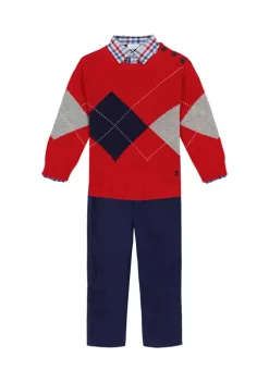 Promo 🥰 IZOD Boys 4-7 Argyle Crew Neck Sweater Set ✔️