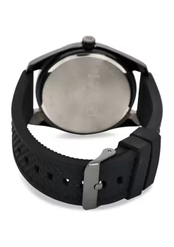 Promo 🥰 IZOD Black Textrured Silicone Starp ⌚ Watch 👏 -Swimsuit Shop Belk 979