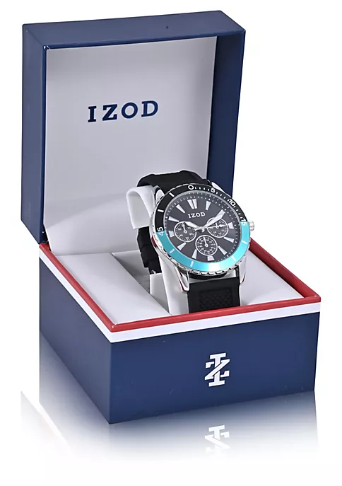 Promo ๐ IZOD Black Textured Silicone Strap โ Watch with Aqua Accent Bezel โจ 4 Promo ๐ IZOD Black Textured Silicone Strap โ Watch with Aqua Accent Bezel โจ - Image 2